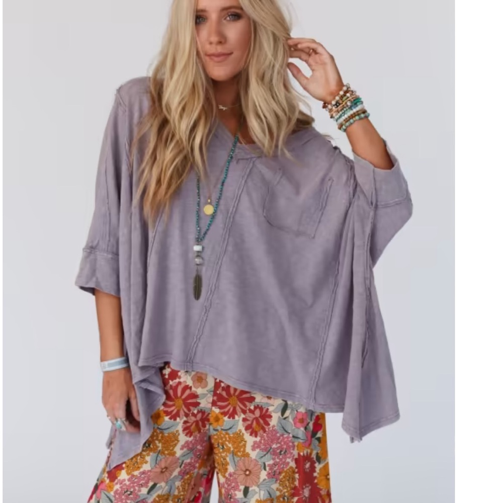 Three Birds Nest Landon oversized top in oatmeal